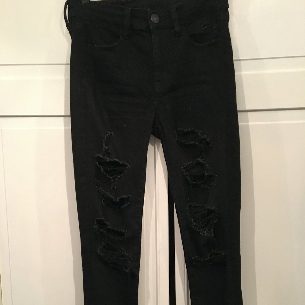 ae black skinny jeans ripped